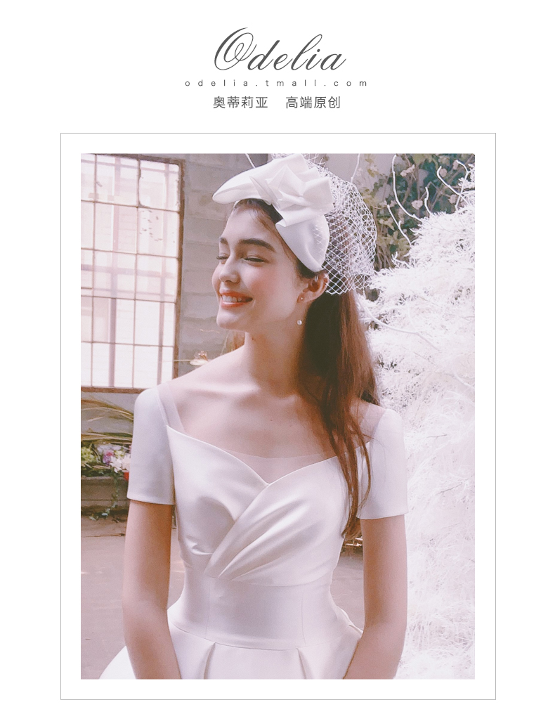 odelia2019新款《甜心》冬季缎面轻婚纱礼服女简约超仙梦幻小个子(图1)